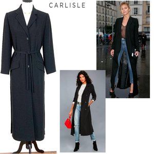 Vintage Carlisle Tailored Black Long Blazer Duster Overcoat Sz S